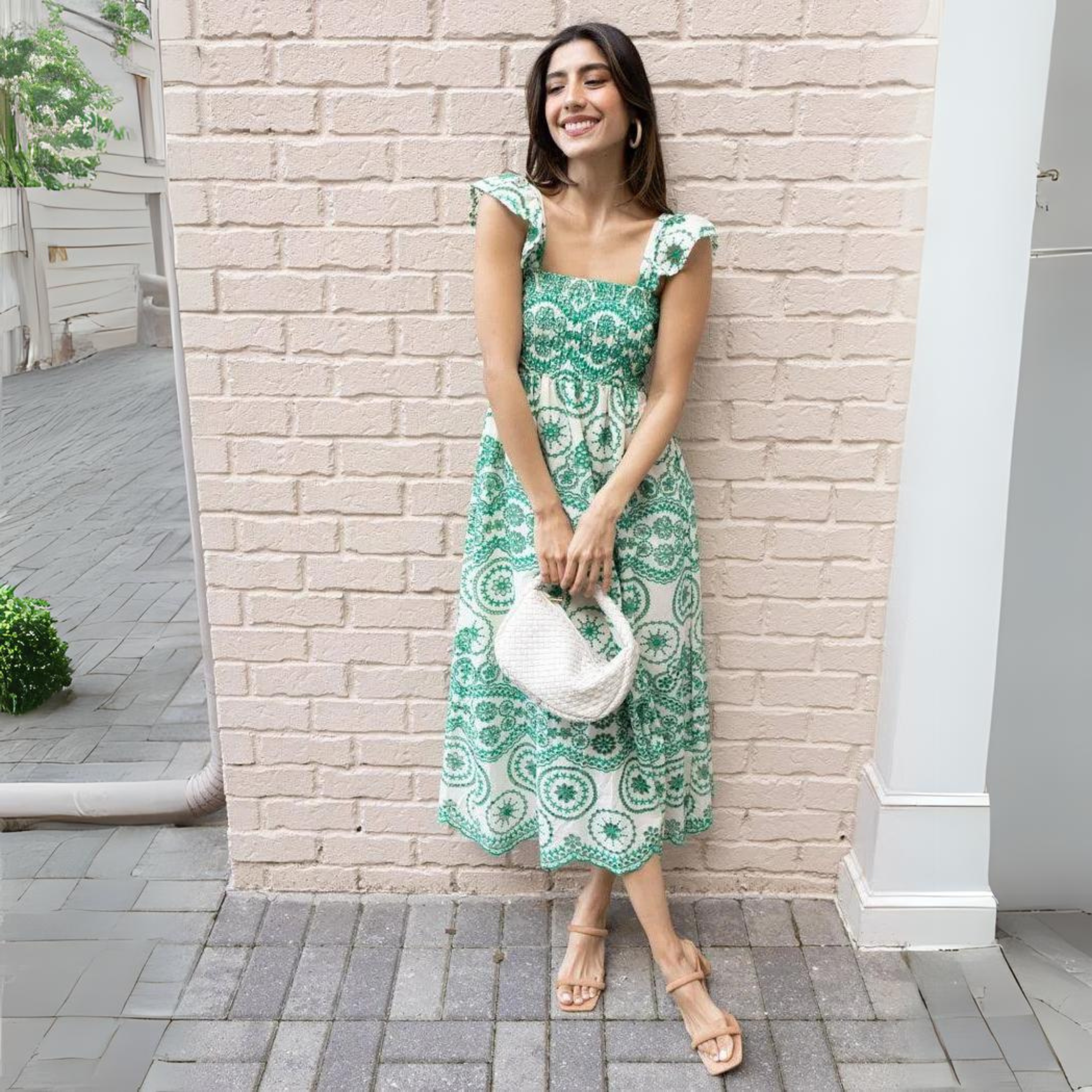 Vestido midi laise - verde